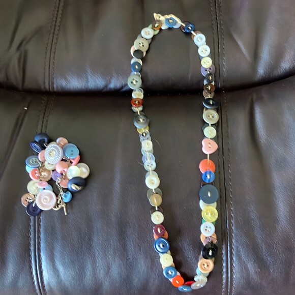 Vintage Paris Button Jewelry Necklace & Bracelet RARE Lot - Picture 9 of 9